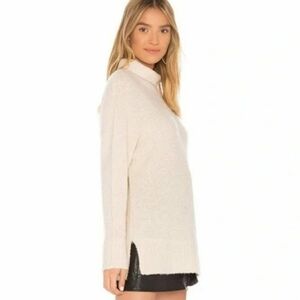 Joie Lehi Fuzzy High Neck Cream Wool Cashmere Knit Sweater Pullover Size S